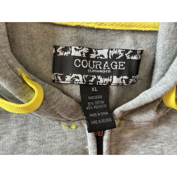 Courage Clothing Co. Womens Gray with Yellow  Trim Hooded Vest Size XL - Picture 3 of 6